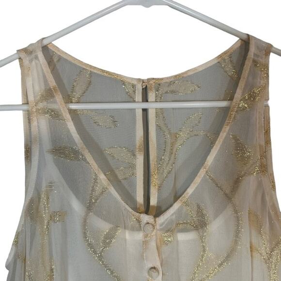 The Addison Story Anthro Cream & Gold Sleeveless Peplum Blouse Women Sz S - Picture 3 of 11